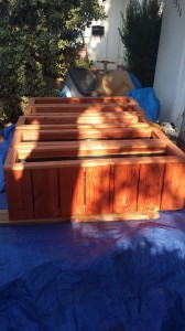 Custom redwood herb planter boxes