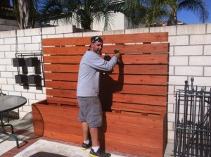 Privacy planters, part of a 16 foot long privacy wall.